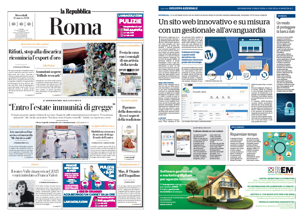 Oggi su Repubblica si parla di XREM